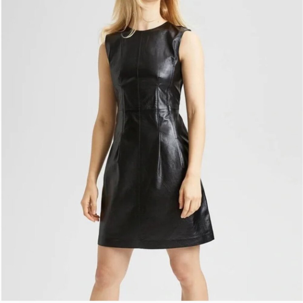 NWOT Theory leather darted dress - Picture 4 of 7